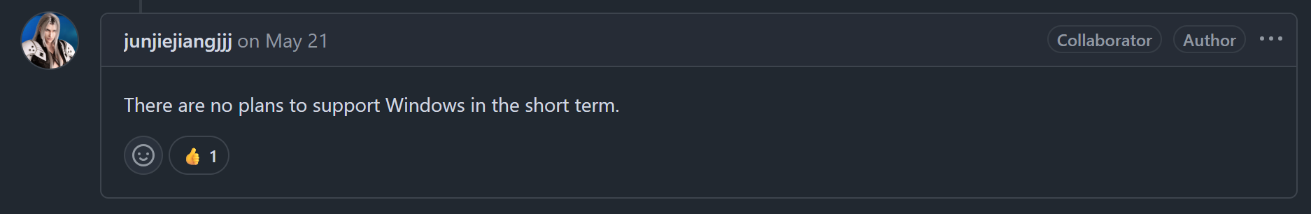 暂时没有支持Windows的计划